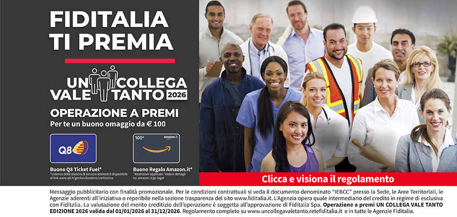 Agenzia Effecentro Srl Fiditalia | Roma, Viterbo | Fiditalia ti premia - Vinci un buono omaggio da €100. Operazione a premi. Clicca e visiona il regolamento. Operazione a premi UN COLLEGA VALE TANTO 2025 valida dal 01/01/2025 al 31/12/2025. Regolamento completo www.uncollegavaletanto.retefiditalia.it
