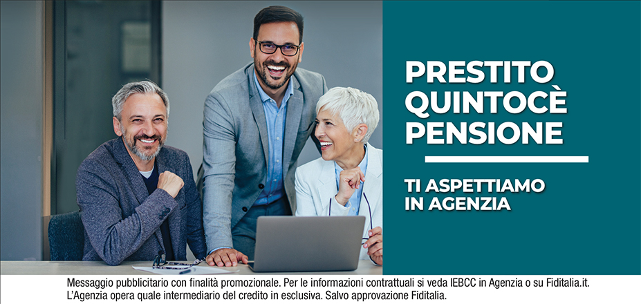 Agenzia Effecentro Srl Fiditalia | Roma, Viterbo | Cessione del Quinto Quintocè - Un consulente dedicato per i progetti di dipendenti e pensionati. Messaggio pubblicitario con finalità promozionale. Per le informazioni contrattuali si veda IEBCC in Agenzia o su Fiditalia. it. L’Agenzia opera quale intermediario del credito in esclusiva. Salvo approvazione Fiditalia.